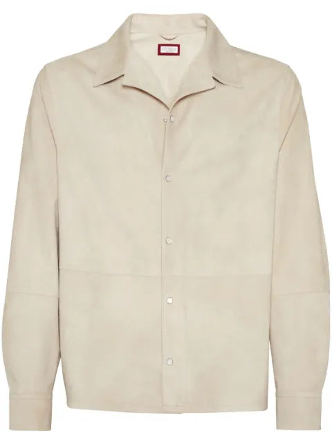 Brunello Cucinelli press-stud suede overshirt