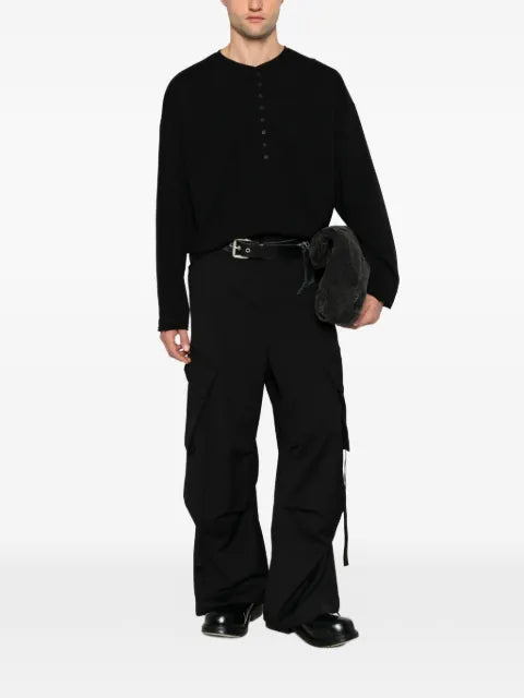 Isabel Benenato button-placket raw-edge sweater