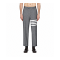 Thom Browne Style Cropped Pants with Signature Four-Bar Detail