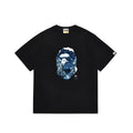 BAPE Style Winter Snow Scenery Ape Head Short-Sleeve Tee - Black