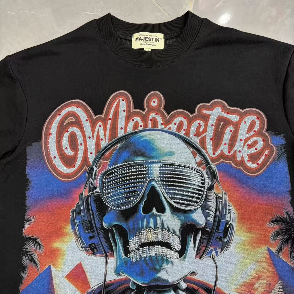 MAJESTIK Skull Headphones Graphic T-Shirt