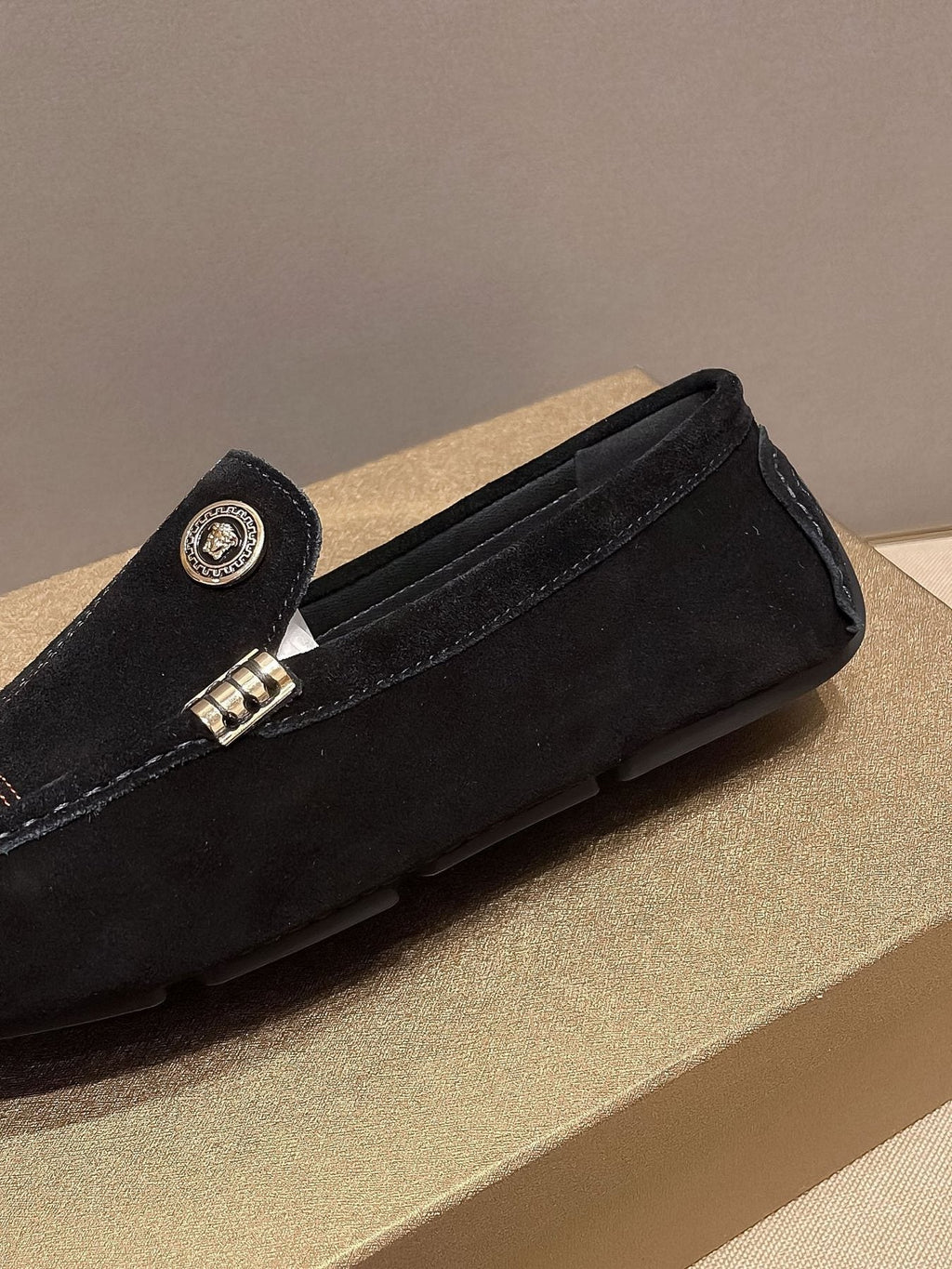 Versace Men's Black Medallion Slip-On Loafers