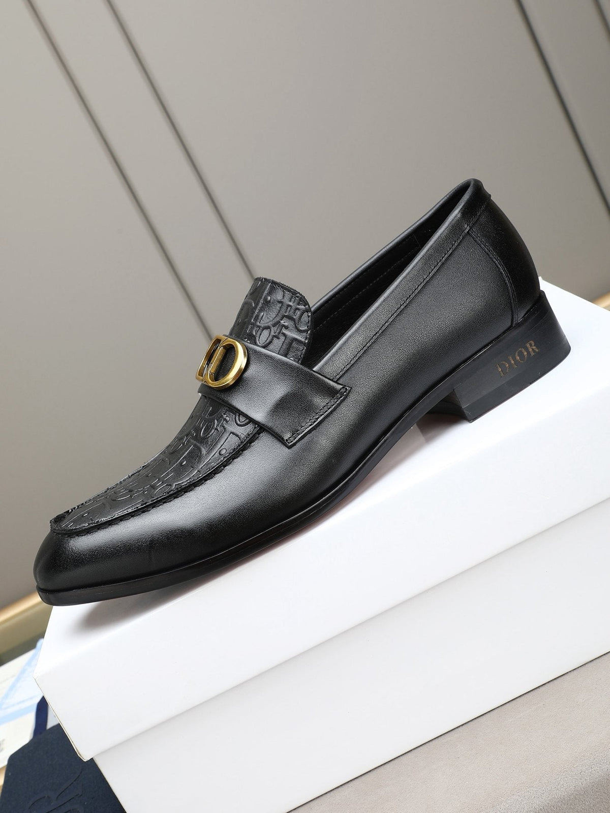 Dior Black Buckle Loafers