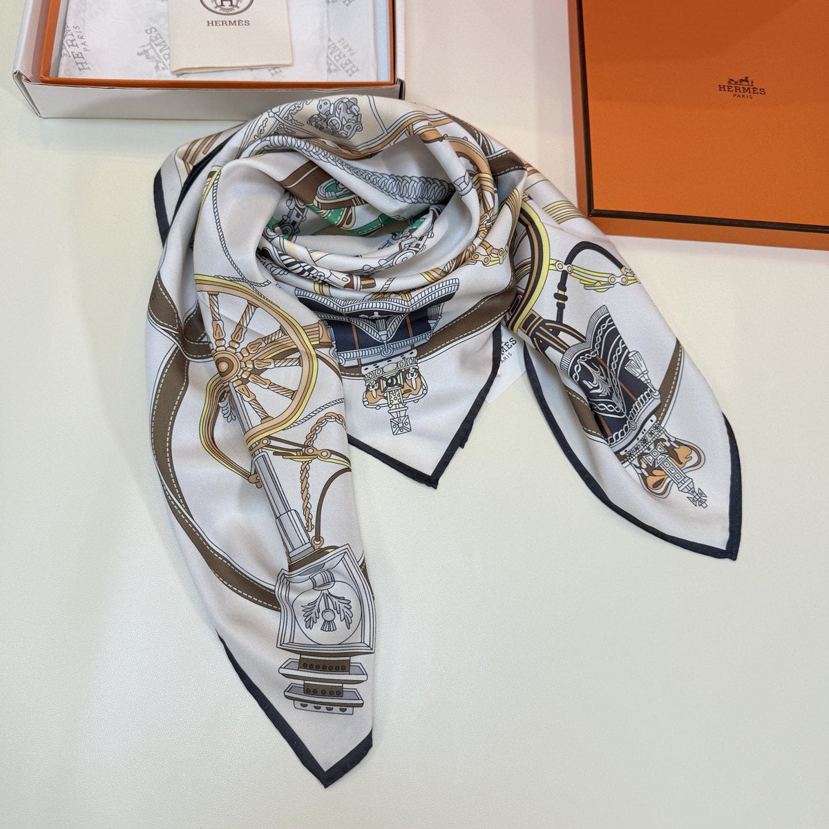 Hermès Carriage Print Silk Scarf