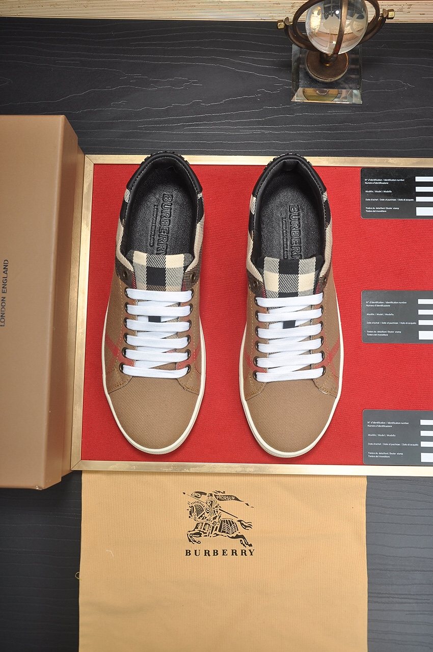 Burberry Check Panel Low-Top Sneakers - White Laces And White Sole