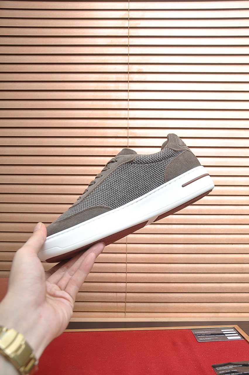 Loro Piana Textured Lace-Up Sneakers