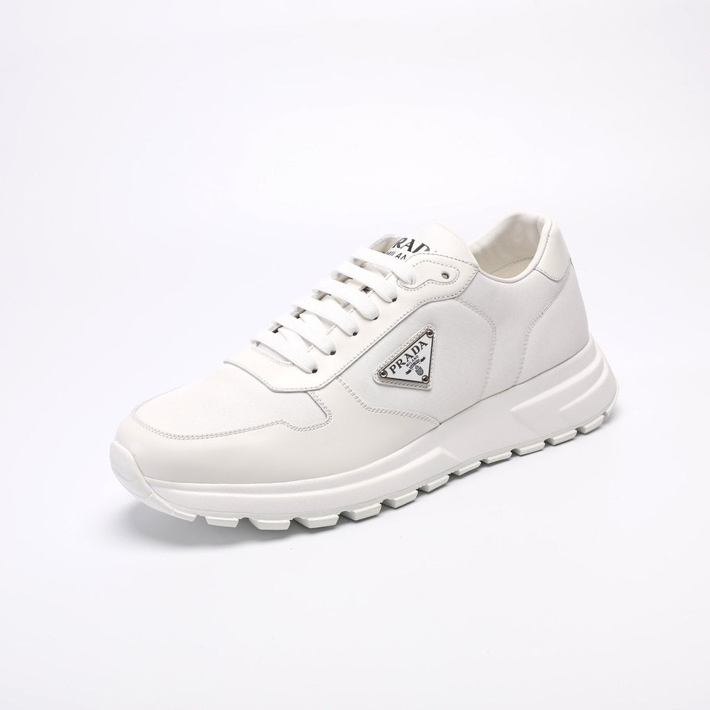 Prada Men's Triangle Plaque Low-Top Sneakers - Lugged Outsole