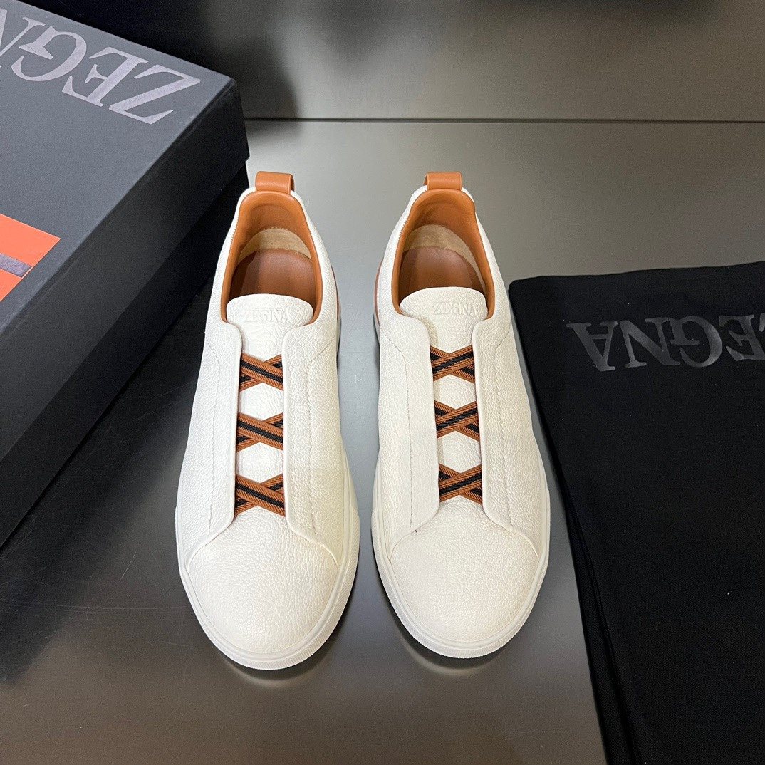 Zegna White Slip-On Sneakers
