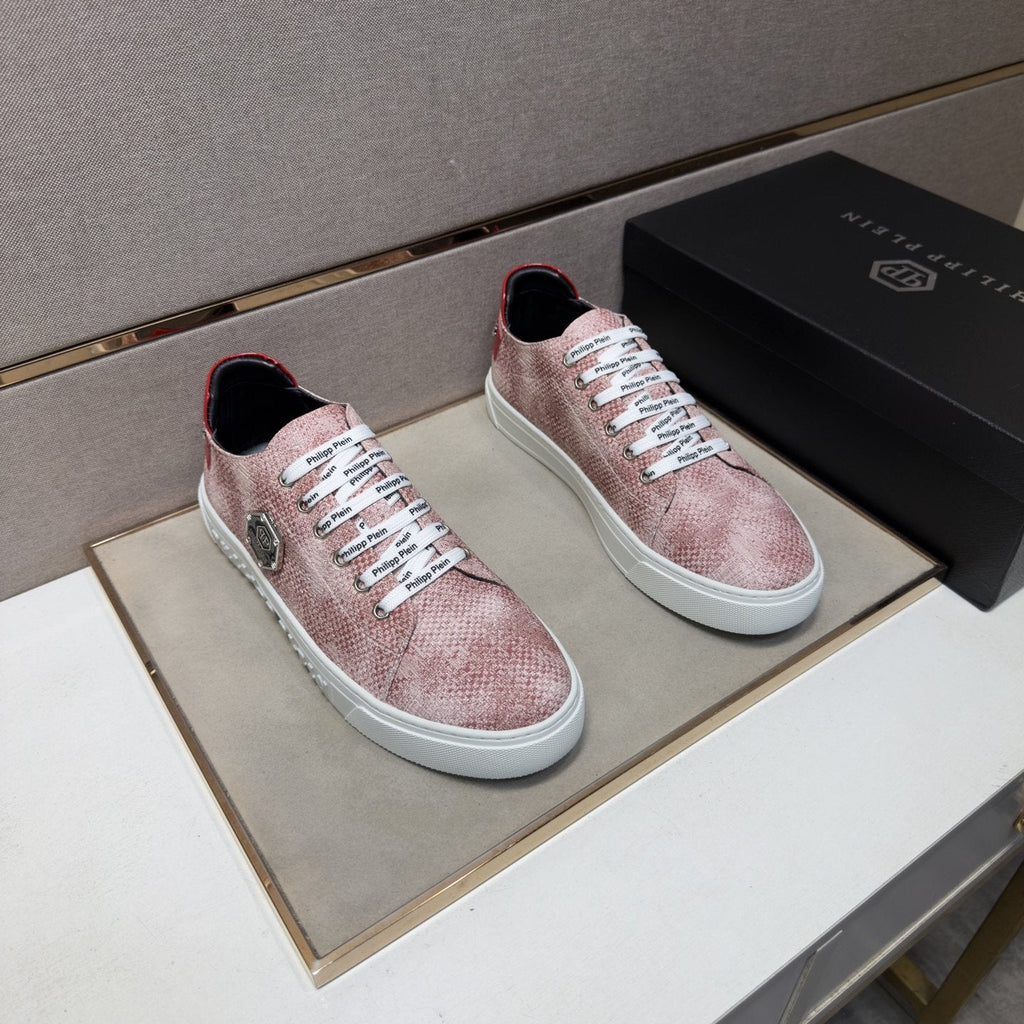 Philipp Plein Men's Textured Low-Top Sneakers - Hexagonal Side Emblem