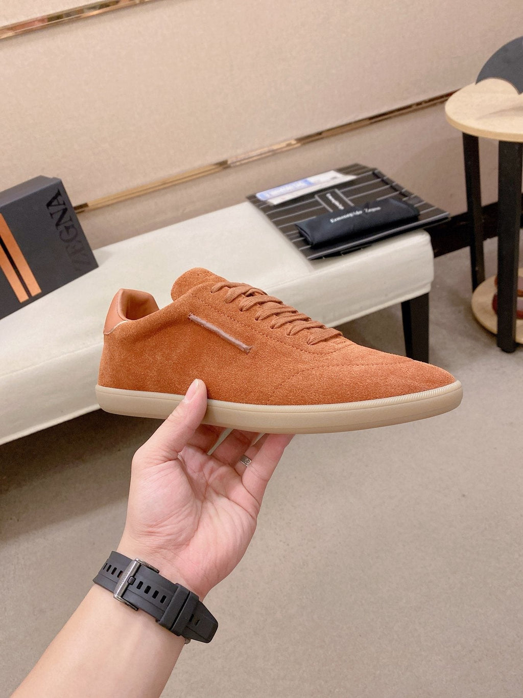 Zegna Men's Suede Low-Top Sneakers
