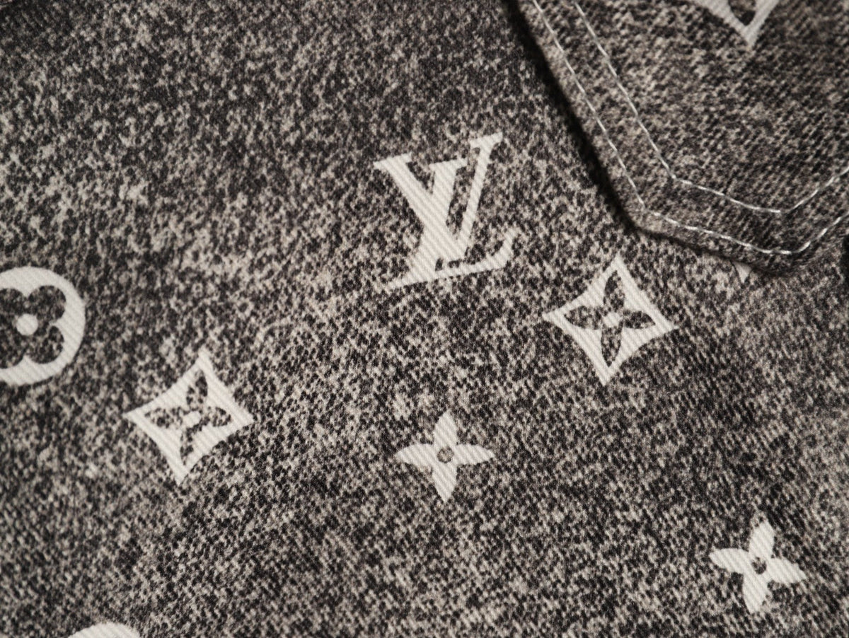 Louis Vuitton Galaxy-Style Monogram Gradient Denim Shirt Jacket - Charcoal and Cream